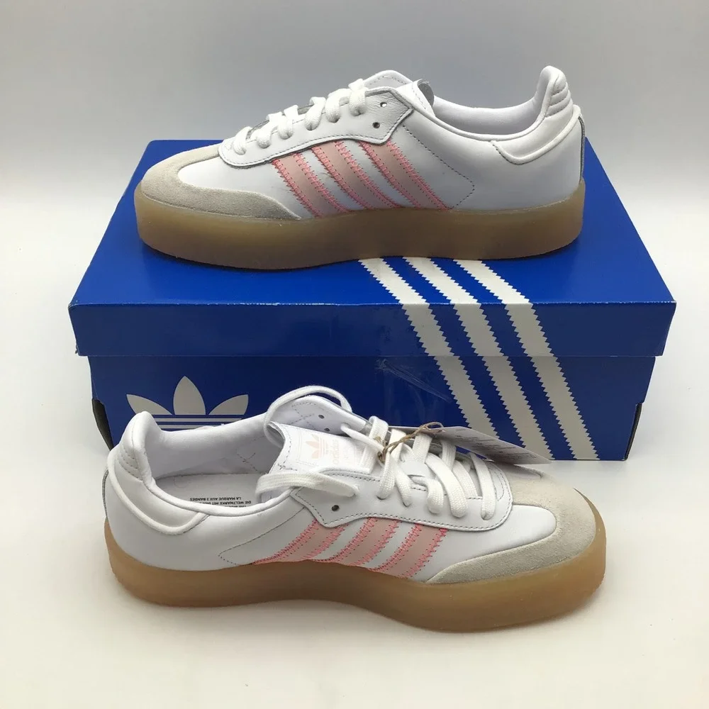 Adidas Sambae W Womens Size 7 White Pink Platform Gum Sole Sneakers IH4026 NEW